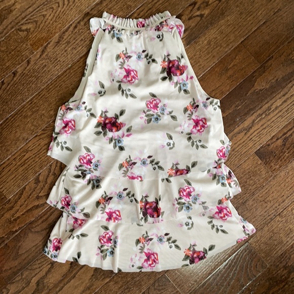 WHBM Tiered Sleeveless Top in Berry Floral Print X Small - Picture 4 of 6